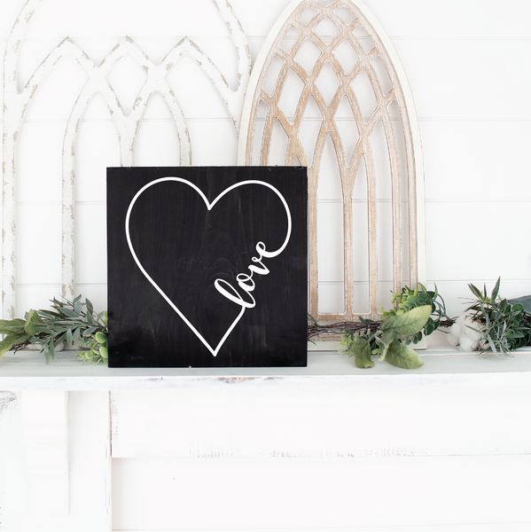 Love Heart Cursive - 12" x 12"