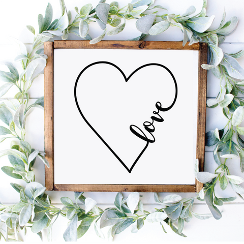 Love Heart Cursive - 12" x 12"