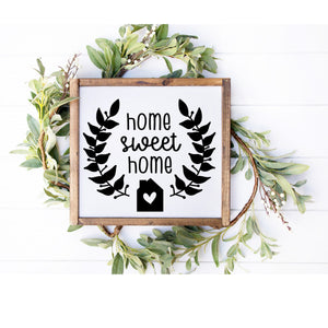 Home Sweet Home with Laurels- 12" x 12"